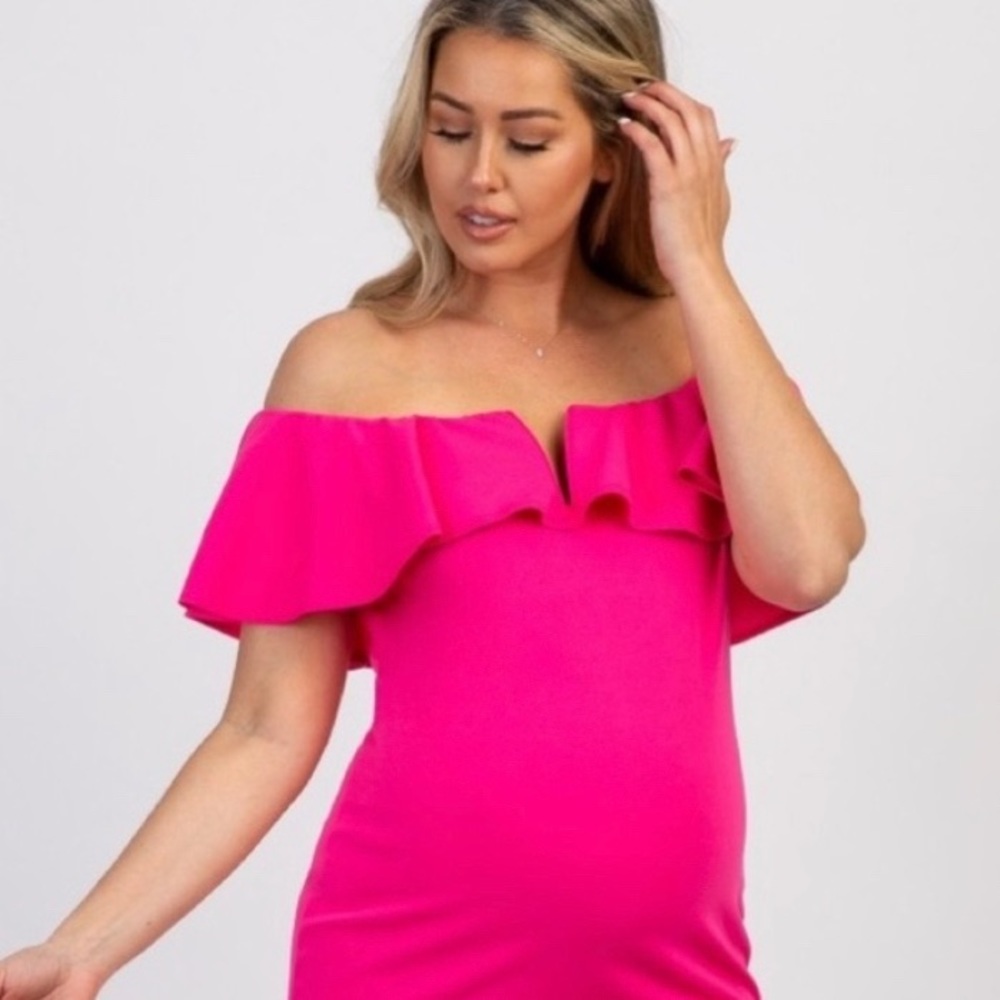 PinkBlush off the shoulder maternity dress
